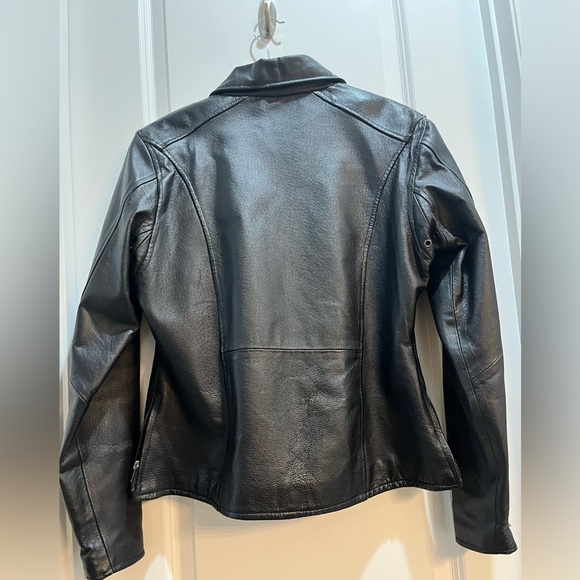 Biker's Club Black Leather Biker Full Zip Jacket Med ArmpitToArmpit 21”length26” - Picture 7 of 7